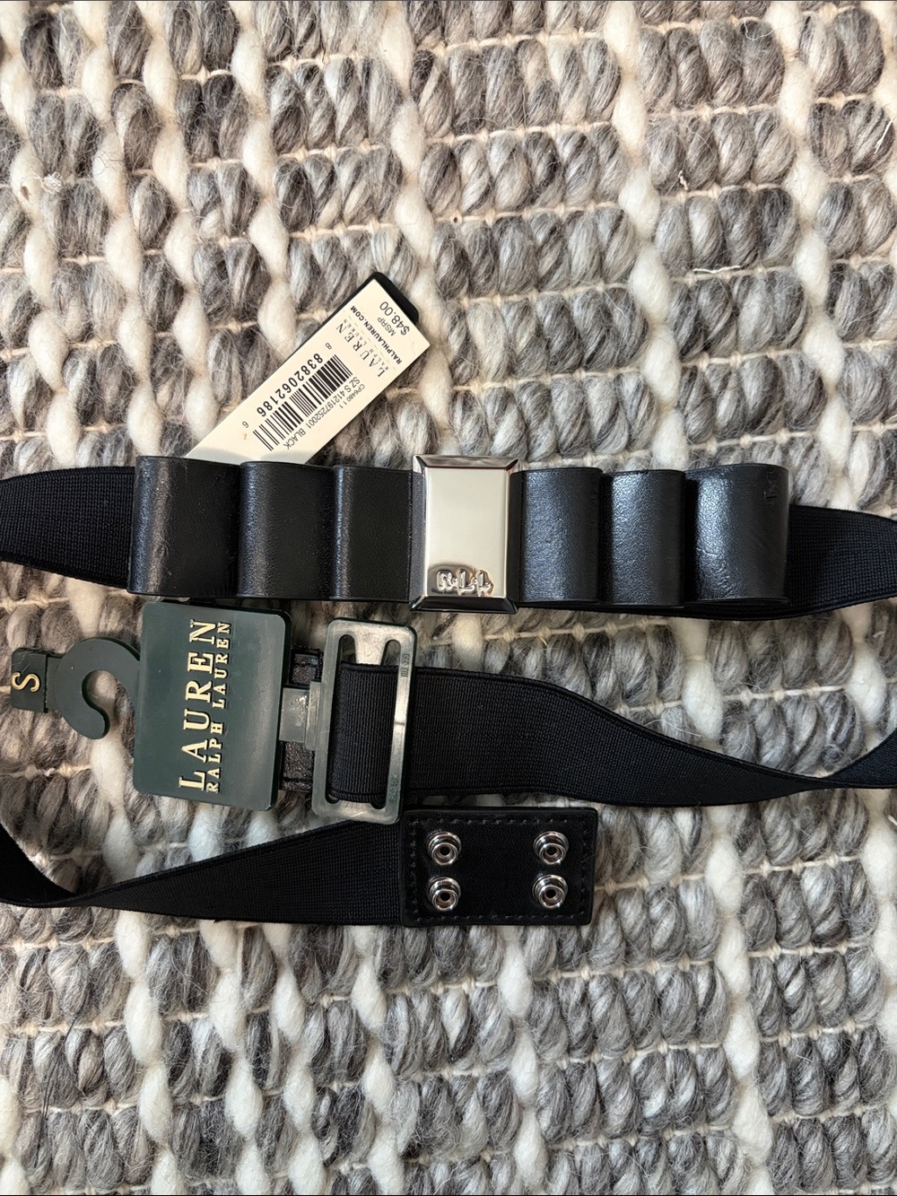 Lauren Ralph Lauren Black Bow Elastic Stretch Belt